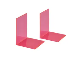Boekensteun MAUL 10x10x13cm acryl set 2 neon rood transparant