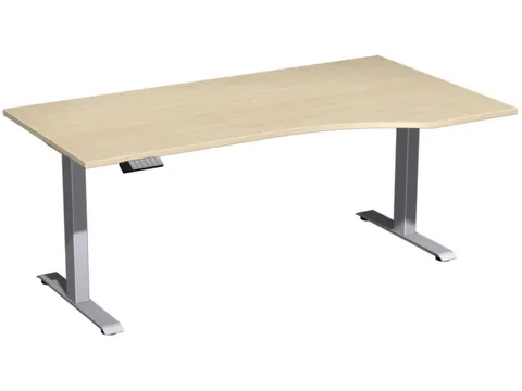 In hoogte verstelbaar bureau in vrije vorm,HxBxD 630-1280x1800x1000mm