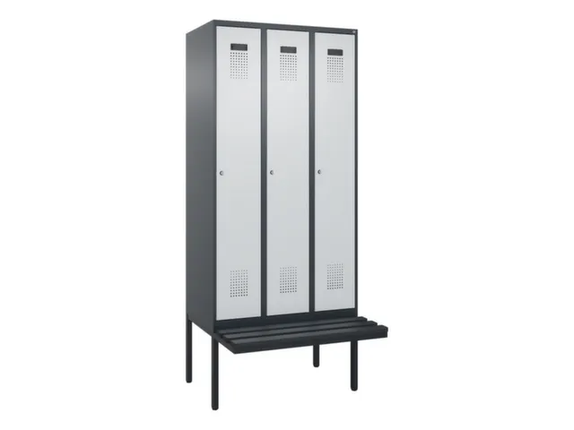 locker met bank,voor scheiding van kleding,HxBxD 2120x900x815mm,3vak