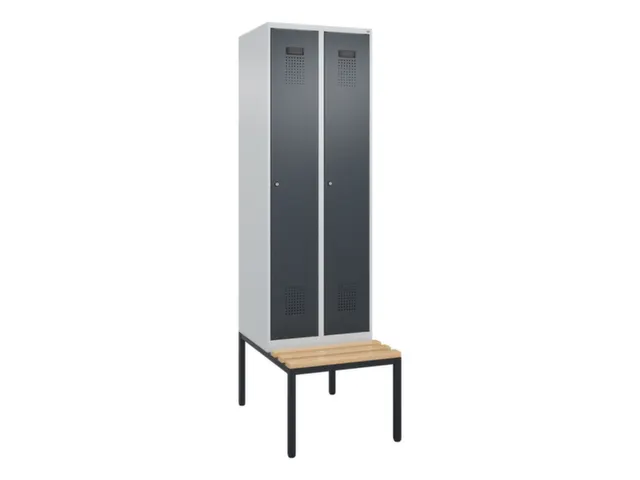 locker met bank,voor scheiding van kleding,HxBxD 2120x600x815mm,2vak