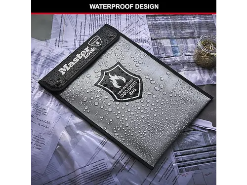Brandwerende documententas MasterLock met siliconencoating A4 grijs