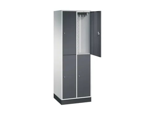 Dubbeldekse garderobekast,HxBxD 1950x620x500mm,2x2vak.,vak B 260mm