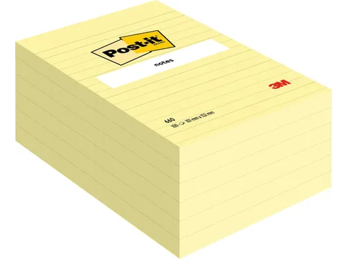 Memoblok 3M Post-it 660 102x152mm lijn geel