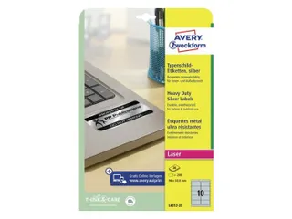 laseretiket Avery 96x50,8mm 20 vel 10 etiketten per vel zilver - 2