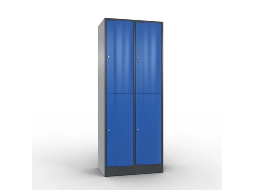 lockerkast,HxBxD 1950x770x540mm,2x2vakken,romp RAL7021,front RAL5010