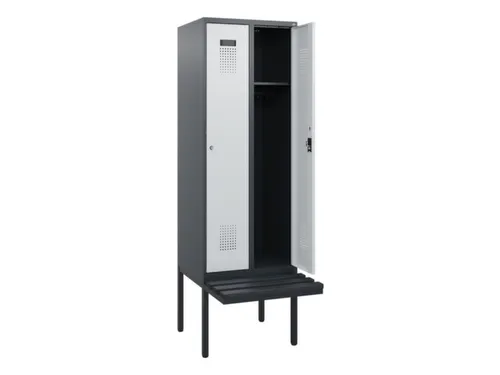 locker met bank,HxBxD 1950x600x815mm,2vak,vak B 300mm,cilinderslot
