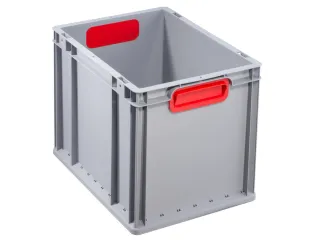 Euronorm-Stapelbak 400x300mm 320mm H Pp Wand/Bodem Gesloten Grijs/Rood - 1