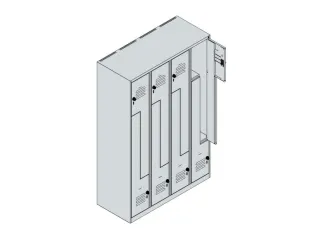 Z-garderobekast,HxBxD 1850x1200x500mm,vak B 150/300mm,draaigrendel - 3