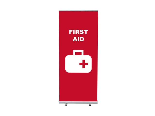 Roll-Banner 85x200 complete set met print "First Aid" Rood EHBO