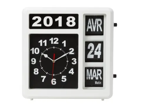 Flipover Wandklok Met Kalender 31x31cm Frans