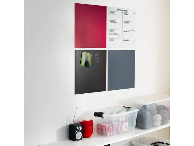 Glasmagneetbord Naga 45 x 45 cm Weekplanner Engels Wit
