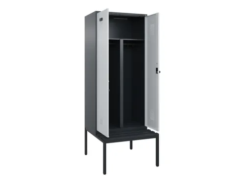 PBM-locker met bank,HxBxD 2120x800x815mm,2vak,vak B 400mm,draaigrendel