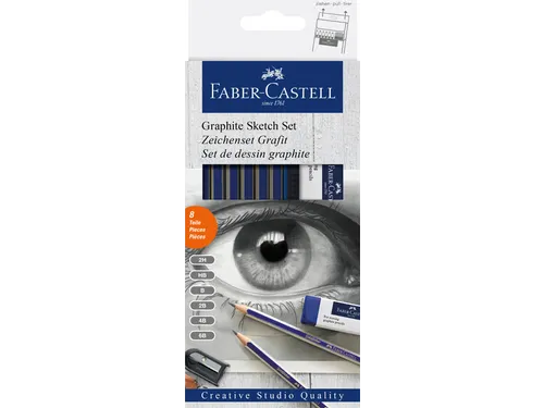 Potlood Faber-Castell 6 hardheden inclusief puntenslijper en gum