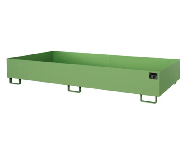 stellingopvangbak,opvangvol. 540l,HxBxD 300x2650x1300mm,staal,RAL6011