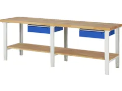 établi HxlxP 790-1140x2500x700mm plateau hêtre force 750kg