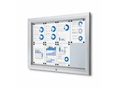 Vitrinekast mededelingenbord Outdoor 8xA4 Zilver