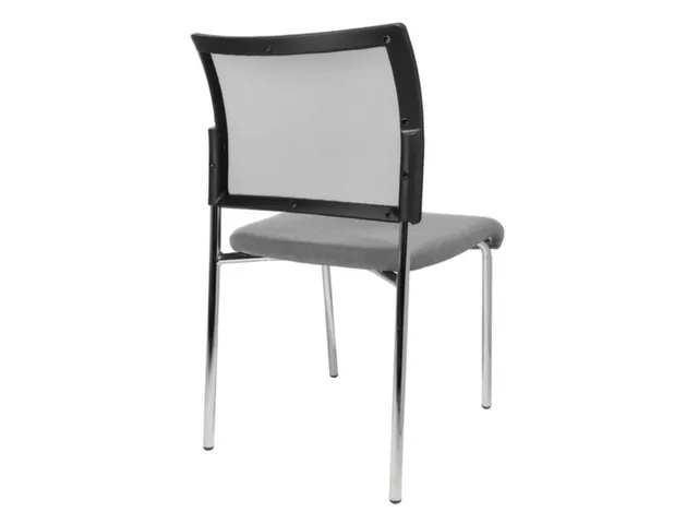 Chaise visiteur Assise tissu gris clair Dos maille noir