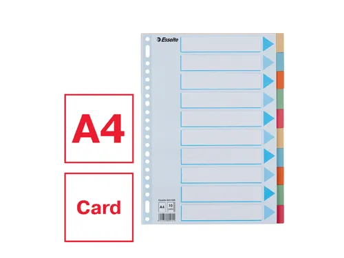 Tabbladen Esselte Premium A4 10-delig karton 23-rings assorti