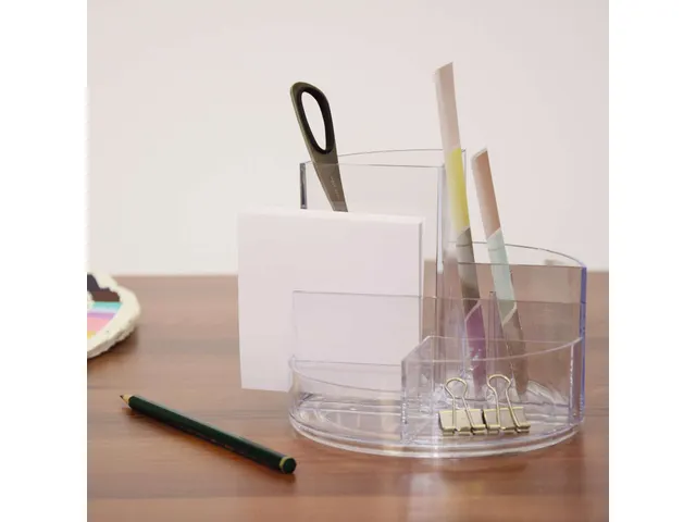 Pennenkoker MAUL roundbox 7 vakken Ø140x125mm transparant