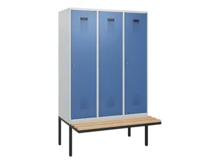locker met bank,HxBxD 1950x1200x815mm,3vak,vak B 400mm,cilinderslot - 2