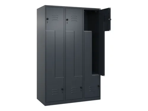 Z-garderobekast,HxBxD 1850x1200x500mm,vak B 200/400mm,draaigrendel