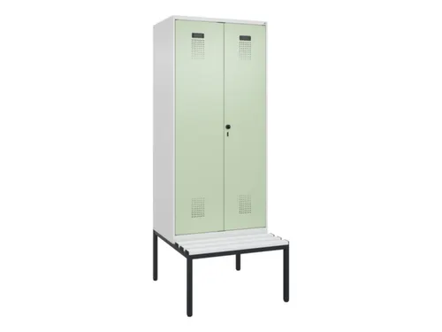 PBM-locker met bank,HxBxD 2120x800x815mm,2vak,vak B 400mm,draaigrendel