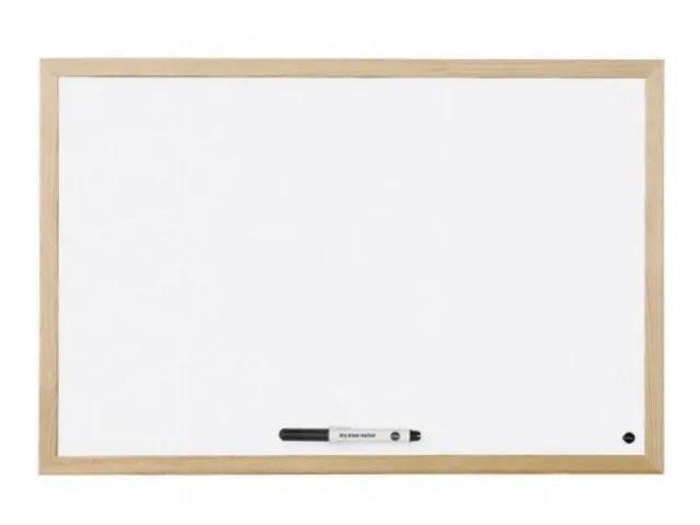 Basic Plus Whiteboard, Magnetisch, Houten Frame, 600 x 400 mm