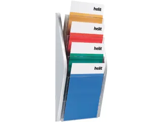 Folderhouder Helit wand 4x A4 zilver - 1