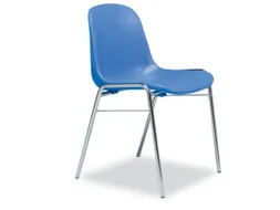 Kunststof kuipstoel,4voeten verchroomd,zitschaal PP blauw