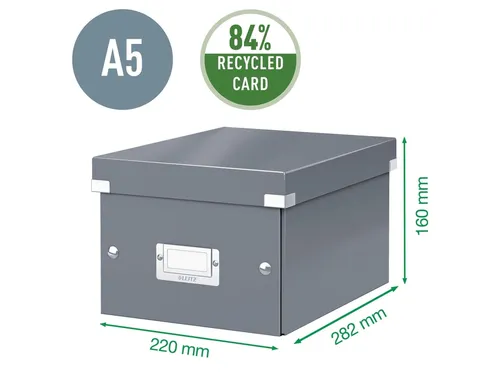 Opbergbox WOW Click & Store 220x160x282mm zwart 84% gerecycled karton