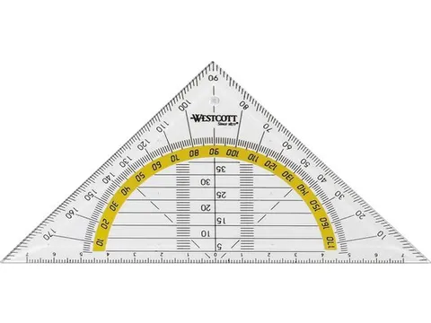 Geodriehoek Westcott 14cm in zak