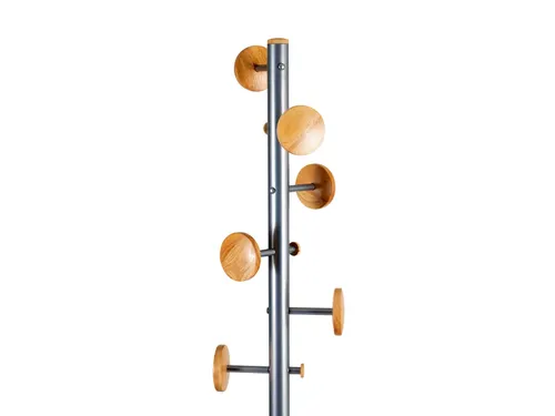 Music designkapstok aluminium met 9 houten haken met paraplurek 175cm