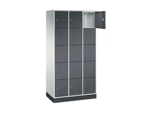 lockerkast,RAL 7035/RAL 7021,HxBxD 1950x920x500mm,3x5vakken,cil.-slot