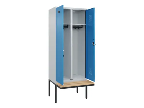 locker met bank,voor scheiding van kleding,HxBxD 2120x800x815mm,2vak
