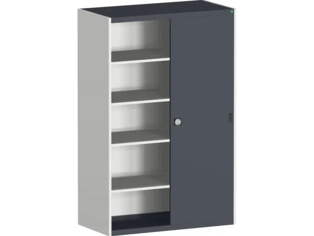 schuifdeurkast HxBxD 2000x1300x650mm stalen romp Ral7035 front Ral7016