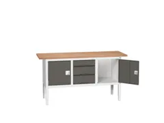 werkbank,HxBxD 830-930x1750x600mm,multiplexblad,uitrusting: 3laden