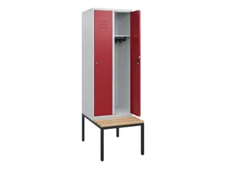 locker met bank,HxBxD 1950x600x815mm,2vak,vak B 300mm,cil.-slot - 2