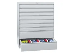 ladekast 1000x1023x600mm 8laden cilinderslot RAL7035 front RAL7035