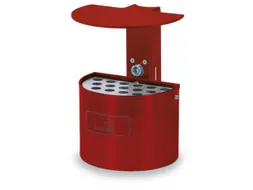 Asbak 2 liter 290x200mm Wandmontage Halfrond Rood
