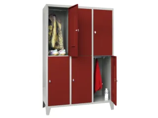 lockerkast,HxBxD 1850x1200x500mm,3x2vakken,RAL7035,front RAL3000 - 2
