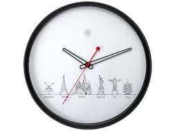 Wandklok nXt Worldtour dia 30cm kunststof zwart