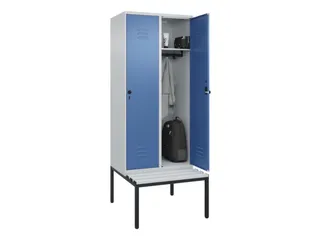 locker met bank,HxBxD 2120x800x815mm,2vak,vak B 400mm,draaigrendel - 3