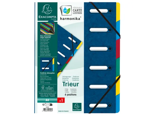 Sorteermap Harmonika vensters 6 vak ass