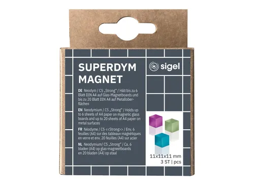 Magneten Sigel voor glasbord set 3kleuren C5 sterk 11x11x11mm turquois