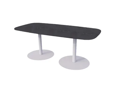 Linesto vergadertafel 200x100 deens ovaal houtprint schaduw 25mm alu