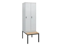 locker met bank,HxBxD 1950x600x815mm,2vak,vak B 300mm,draaigrendel