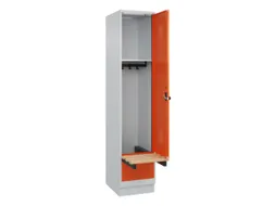locker met bank,HxBxD 1950x400x815mm,1vak,vak B 400mm,draaigrendel