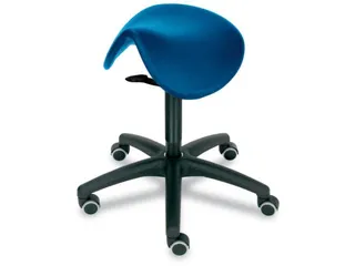 zadelkruk zadelzitting zitting stof blauw H 490-680mm gasveer wielen - 1