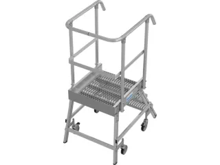 bordestrap,verrijdbaar,bordes H 0,75m,3treden m. R13-laag,aluminium - 2