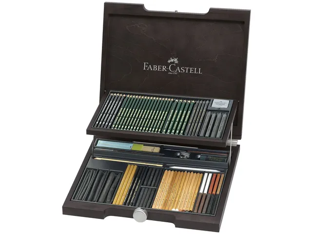 Potlood Faber Castell Pitt Monochrome Artist Set Houten Koffer